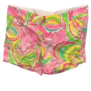 Lilly Pulitzer pink green yellow swirl Callahan Short 5 inseam shorts 4